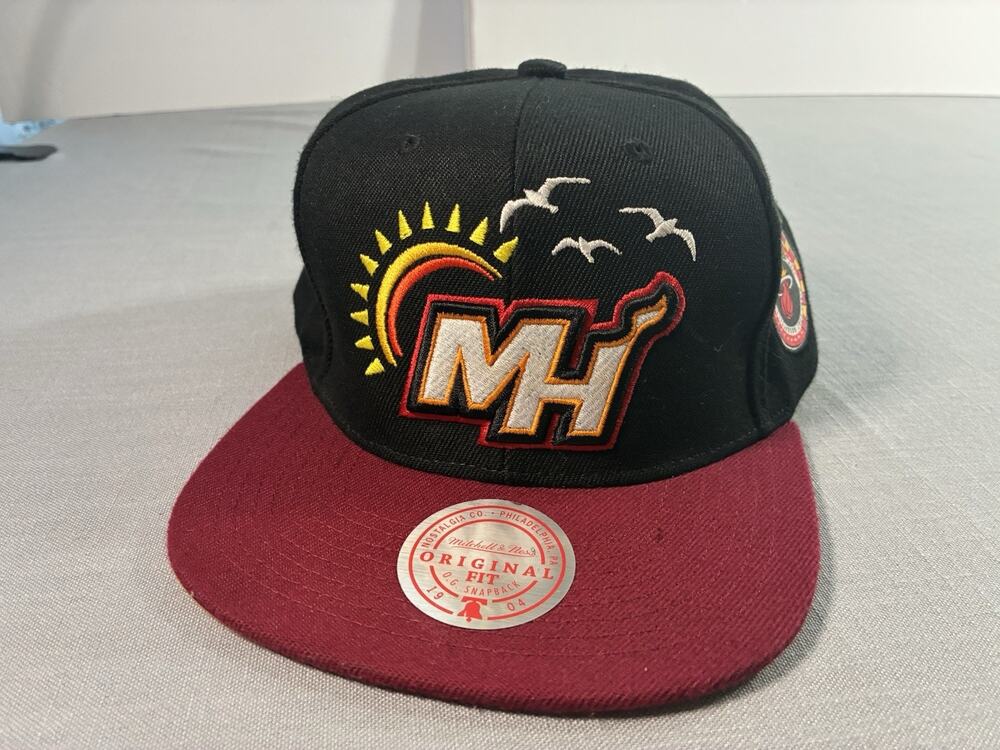 Miami Heat Mitchell & Ness Snapback Hat Tropical Flat Bill NBA Basketball Cap